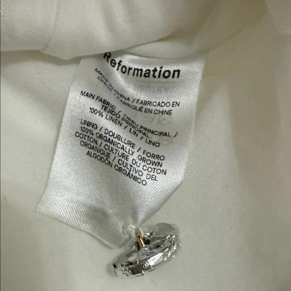 Reformation Ivory Linen Button-Front Vest Top
